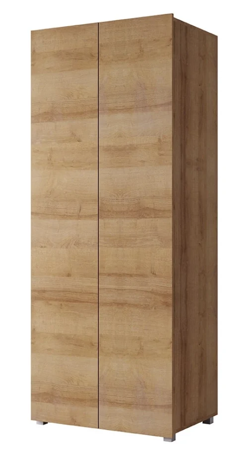 CALABRINI two-door wardrobe, 80 cm, golden oak, minimalist design, simple shapes, perfect for a bedroom or hallway