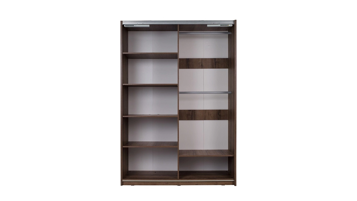 Denver sliding wardrobe, 150 cm, monastery oak / black gloss, functional and stylish wardrobe for bedroom, dressing room or hallway - Image 2