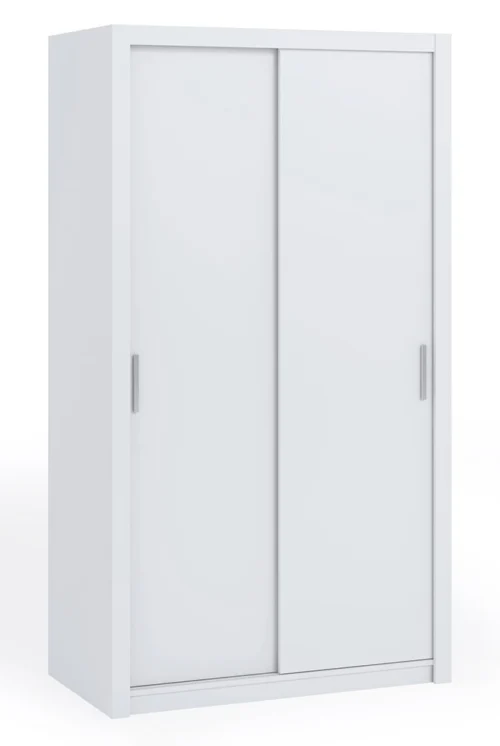 Rico sliding wardrobe, 120 cm, white, functional furniture, classic shapes, ideal wardrobe for the bedroom or hallway