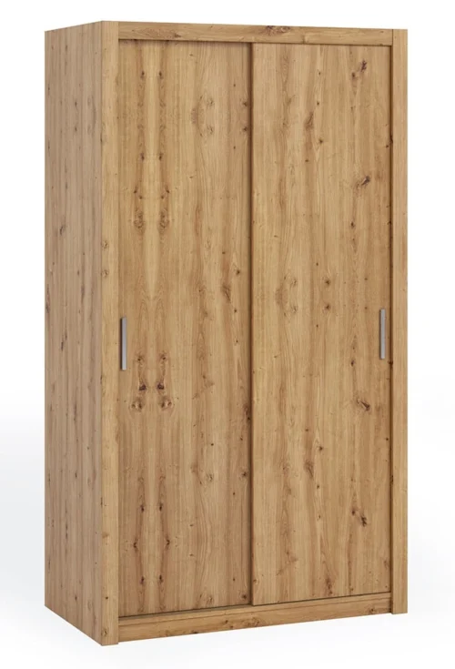 Rico sliding wardrobe, 120 cm, artistic oak color, functional furniture, classic shapes, ideal wardrobe for bedroom or hallway