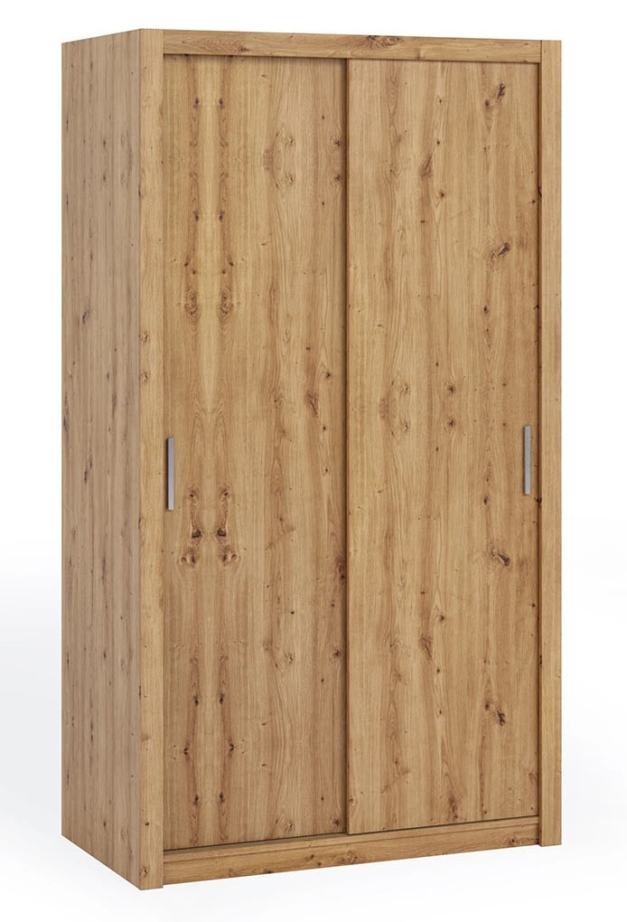 Rico sliding wardrobe, 120 cm, artistic oak color, functional furniture, classic shapes, ideal wardrobe for bedroom or hallway