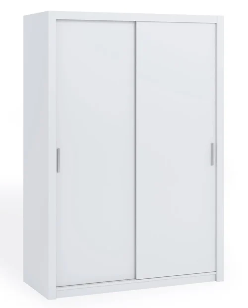 Rico sliding wardrobe, 150 cm, white, functional furniture, classic shapes, ideal wardrobe for a bedroom, dressing room or hallway