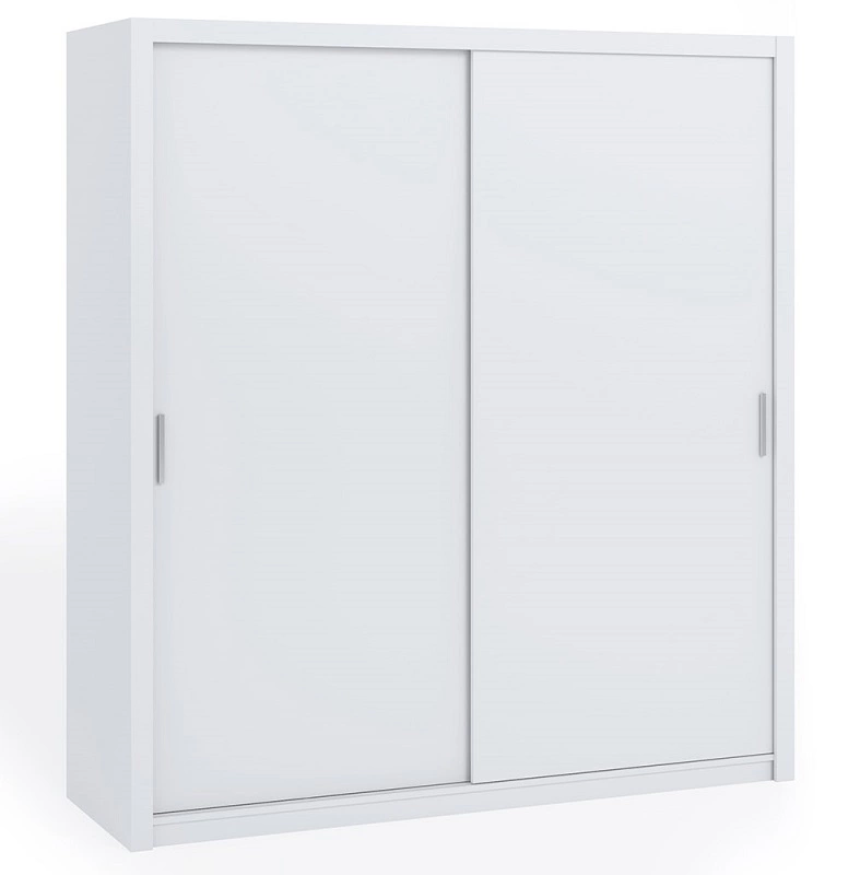 Rico sliding wardrobe 200 cm white spacious wardrobe for bedroom, dressing room or hallway, classic shape with geometric shapes