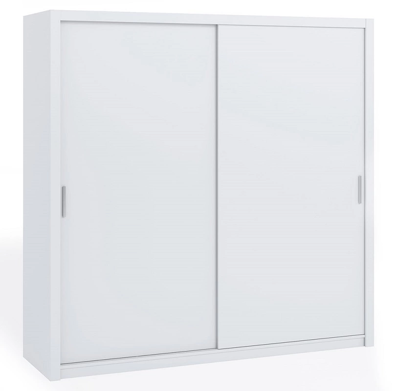 Rico sliding wardrobe 220 cm white spacious wardrobe for bedroom, dressing room or hallway, classic shape with geometric shapes