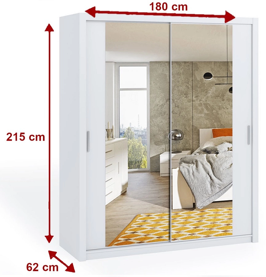 Rico sliding wardrobe with mirror 180 cm, oak imitation, functional classic style furniture, wardrobe for bedroom or hallway - Image 2