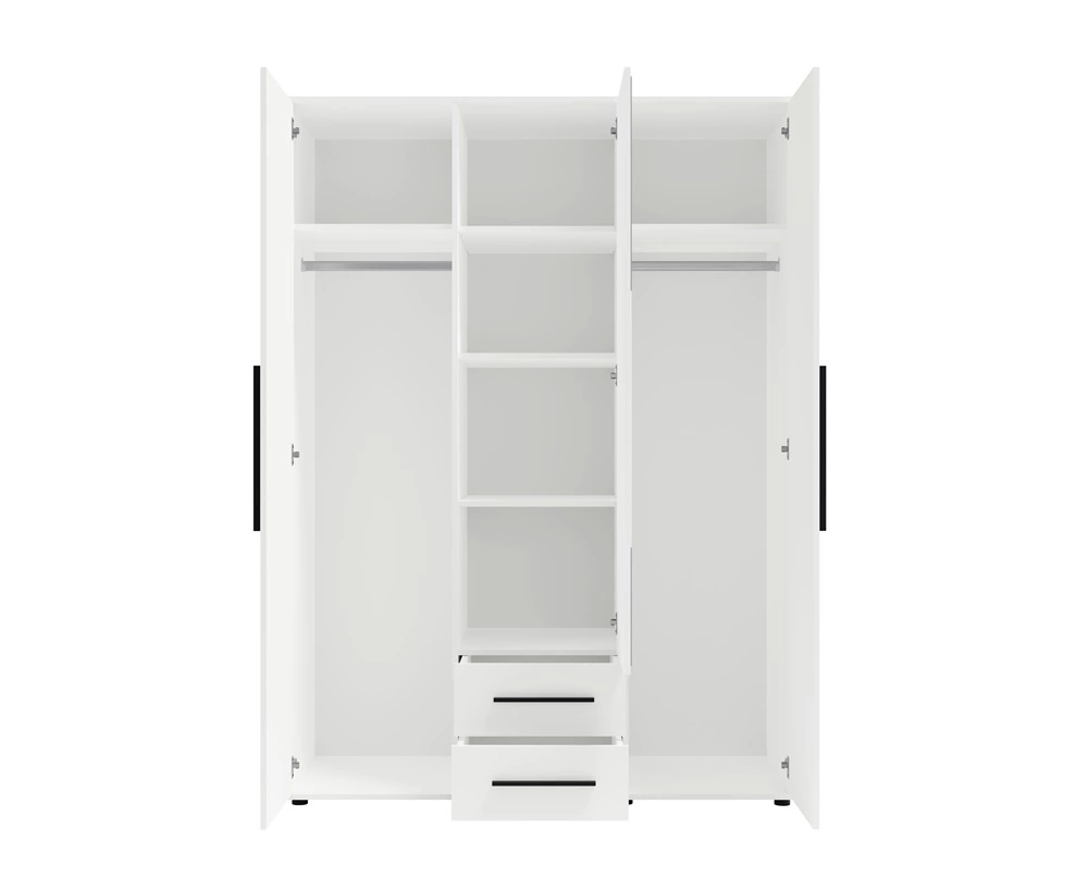 "Maxione" 150 cm mirrored wardrobe, beige, functional wardrobe for bedroom, youth room or hallway, enriched with drawers - Image 4
