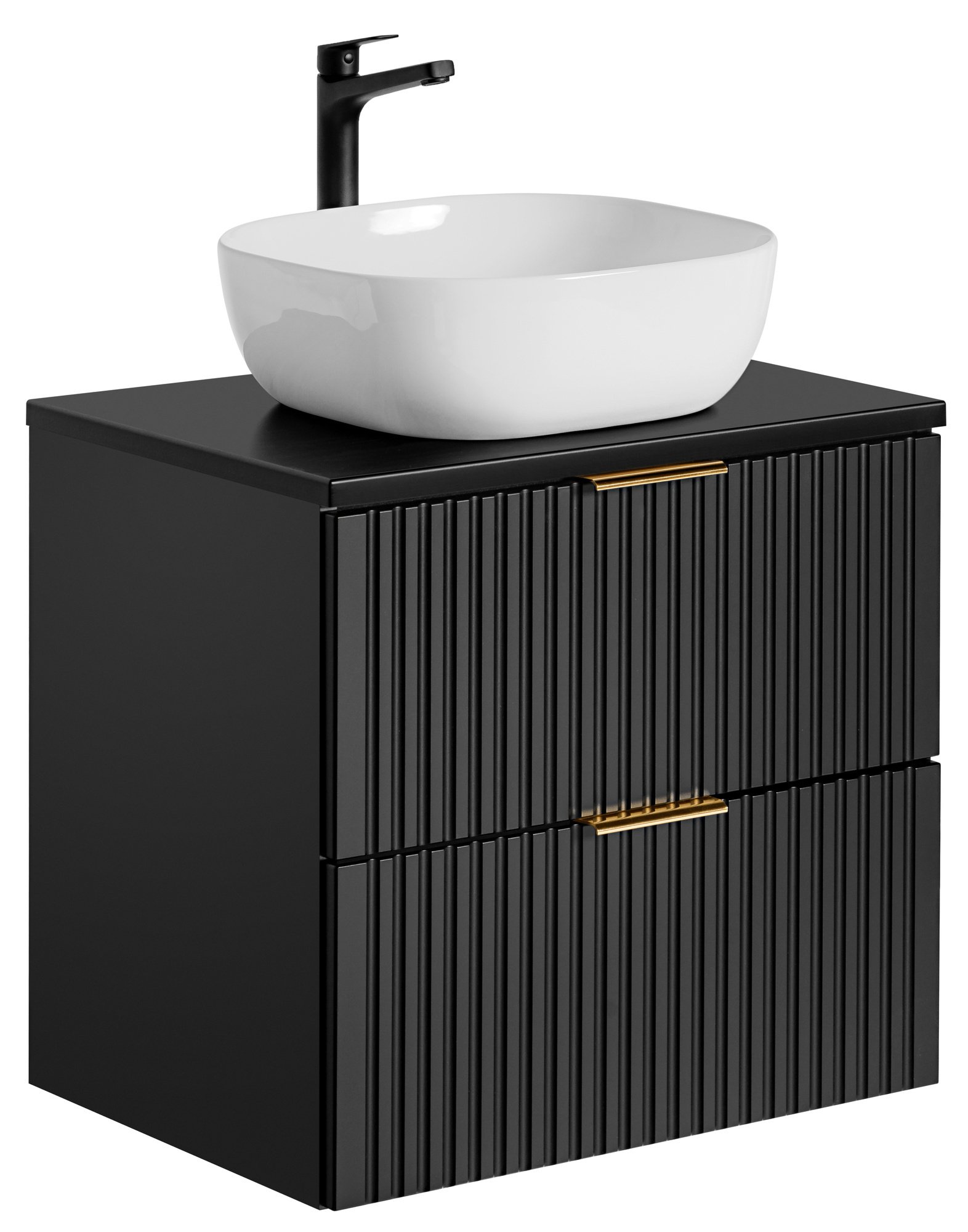 60 cm ADEL BLACK cabinet with countertop and SMILE washbasin