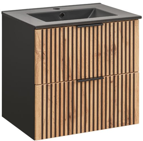 60 cm Xilo black Wotan cabinet with black washbasin