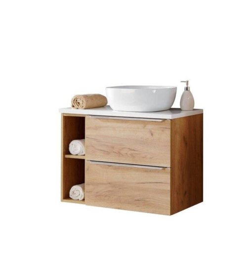 60 cm cabinet with sink, worktop and Capri Oak 820 cabinet with white worktop