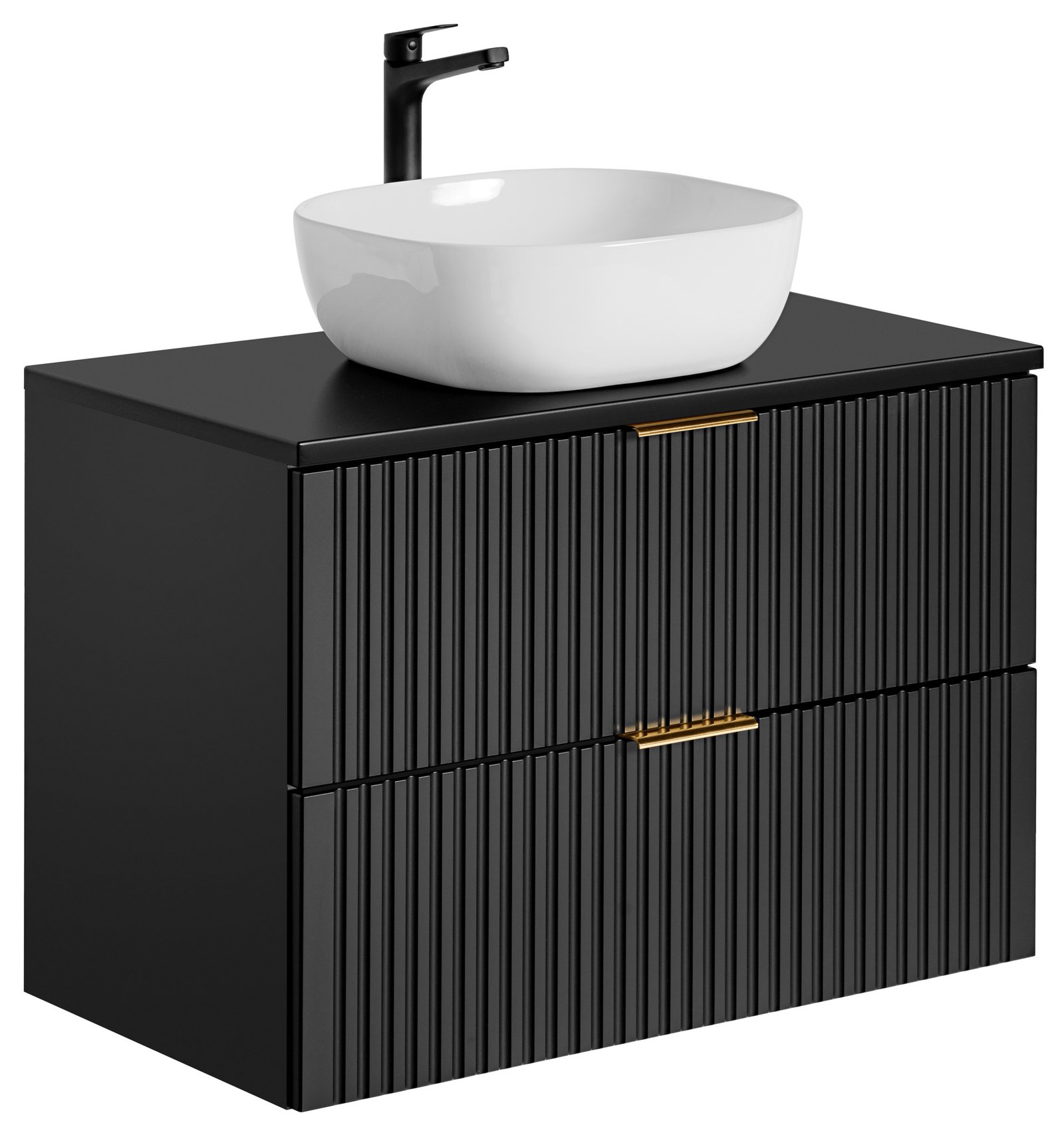80 cm ADEL BLACK cabinet with countertop and SMILE washbasin