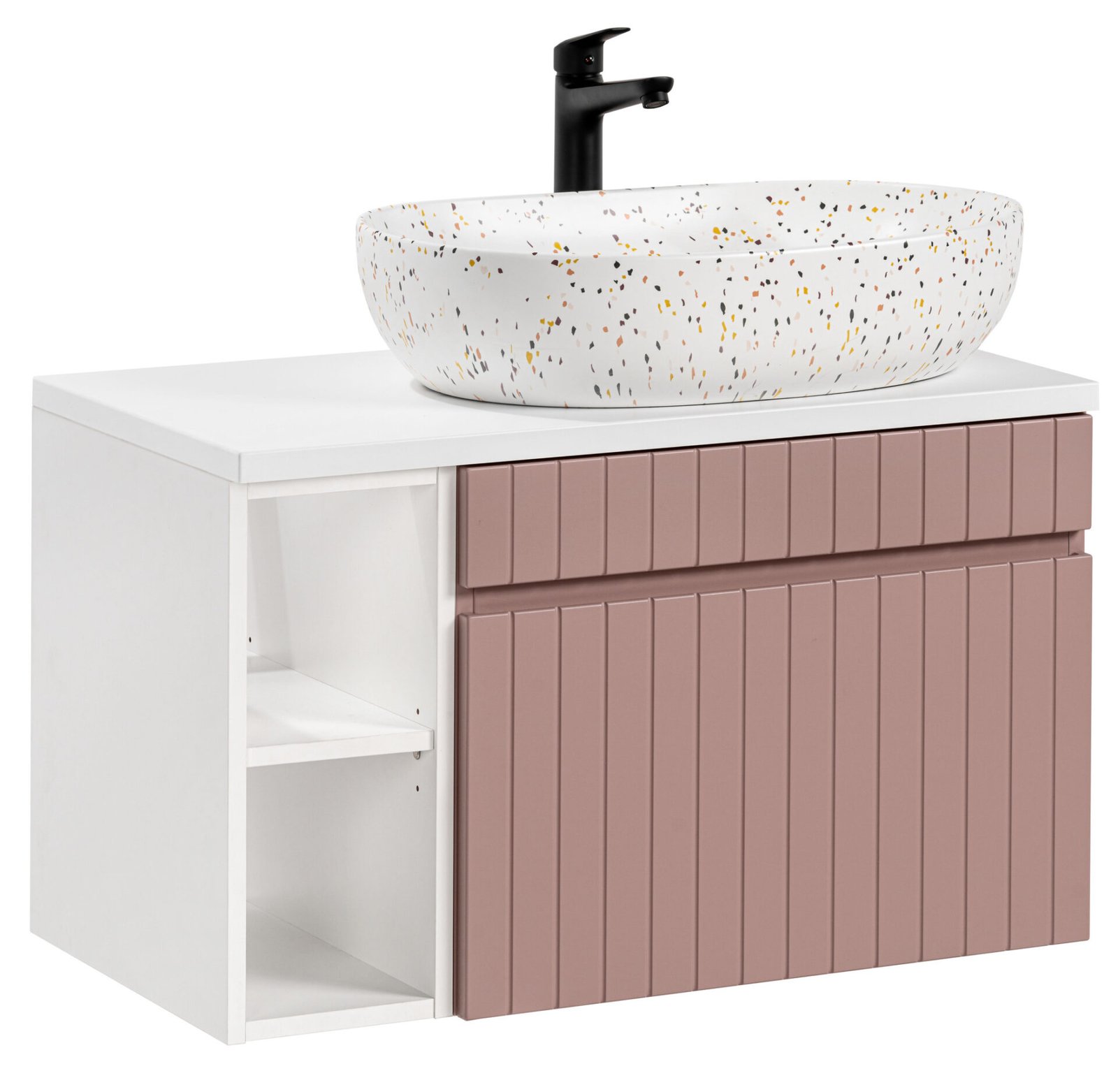 ICONIC ROSE 80 cm cabinet with LILI MW21 washbasin and shelf
