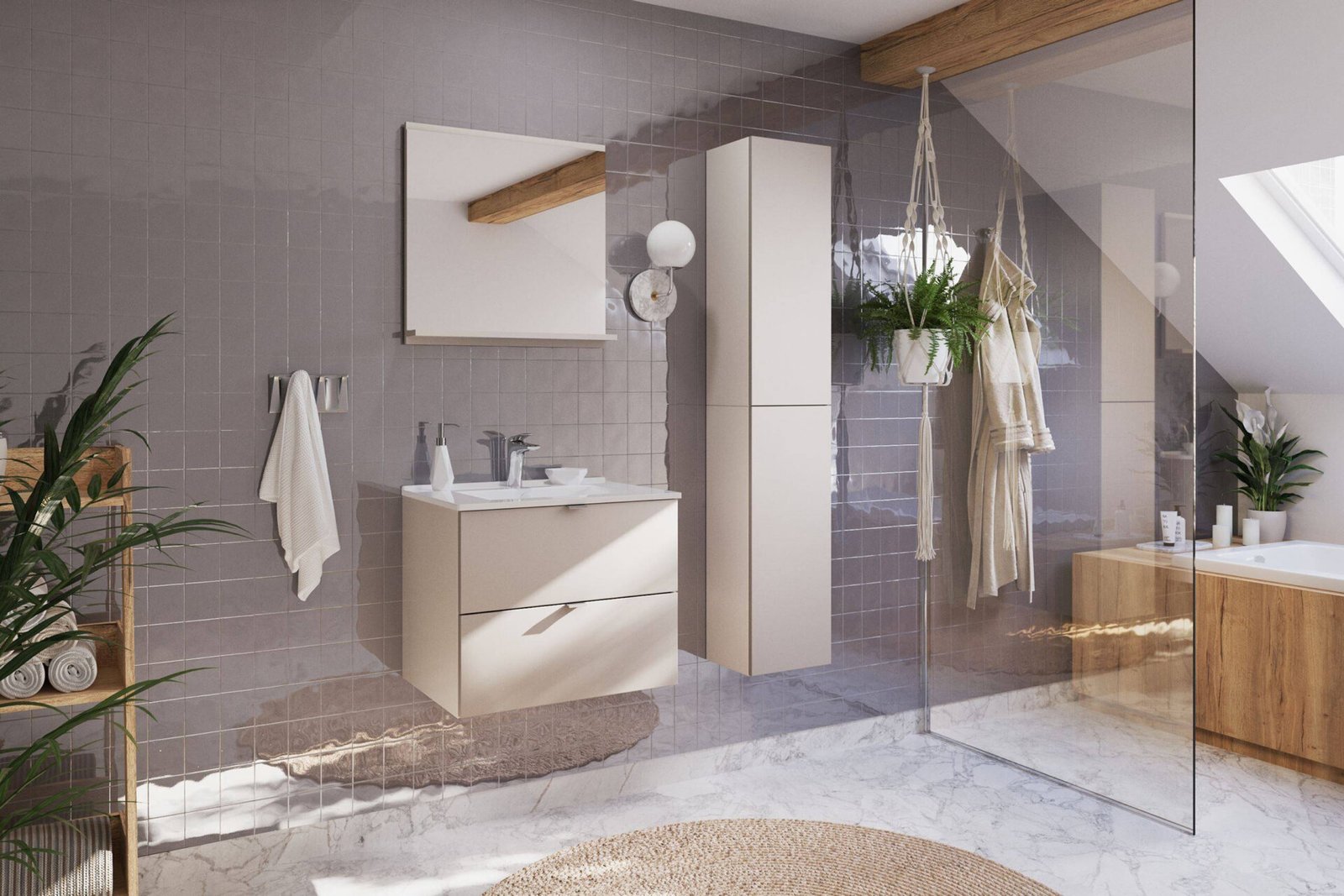 2S Washbasin cabinet 80 cm Dalia Cashmere - Image 6
