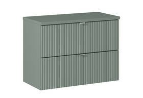 Line Reed green washbasin cabinet with countertop, 80 cm