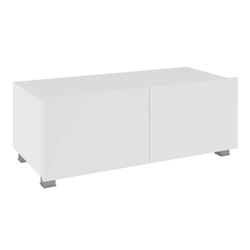CALABRINI TV cabinet, 100 cm, white, glossy, with hanging option, minimalist design, simple shapes, suitable for any interior
