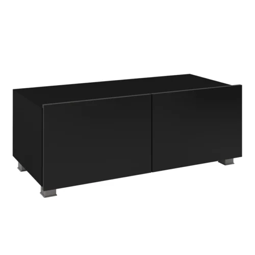 CALABRINI TV cabinet 100 cm, glossy black, with hanging option, minimalist design, simple shapes, suitable for any interior
