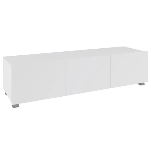 CALABRINI TV cabinet 150 cm, glossy white, with hanging option, minimalist design, simple shapes, suitable for any interior