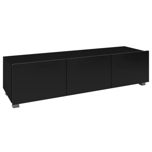 CALABRINI TV cabinet 150 cm, glossy black, with hanging option, minimalist design, simple shapes, suitable for any interior