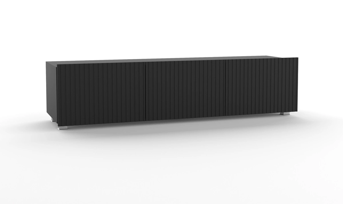 Cold TV cabinet 150 cm, black, with hanging option, stylish grooved front, elegant modern style furniture shape - Image 5