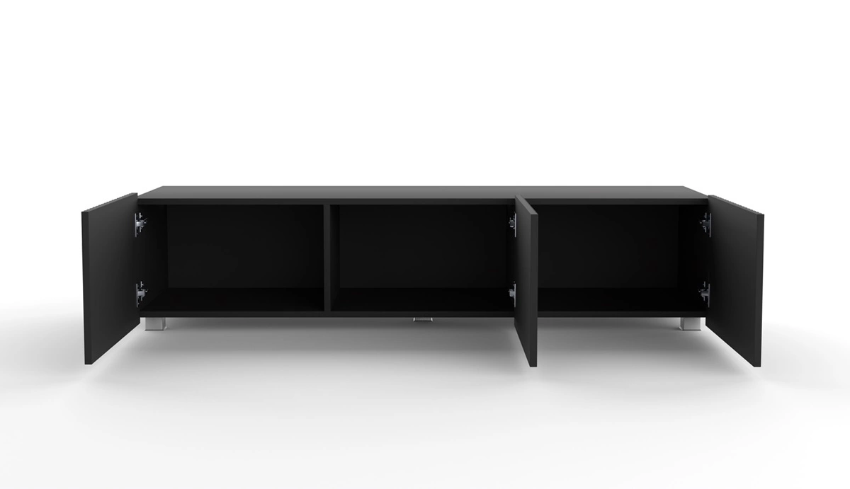 Cold TV cabinet 150 cm, black, with hanging option, stylish grooved front, elegant modern style furniture shape - Image 6