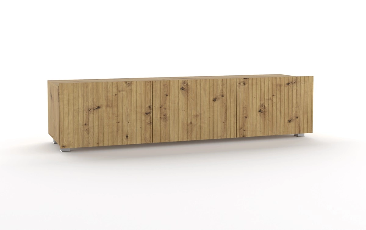Cold TV cabinet 150 cm, oak color, with hanging option, stylish grooved front, elegant modern style furniture shape - Image 5