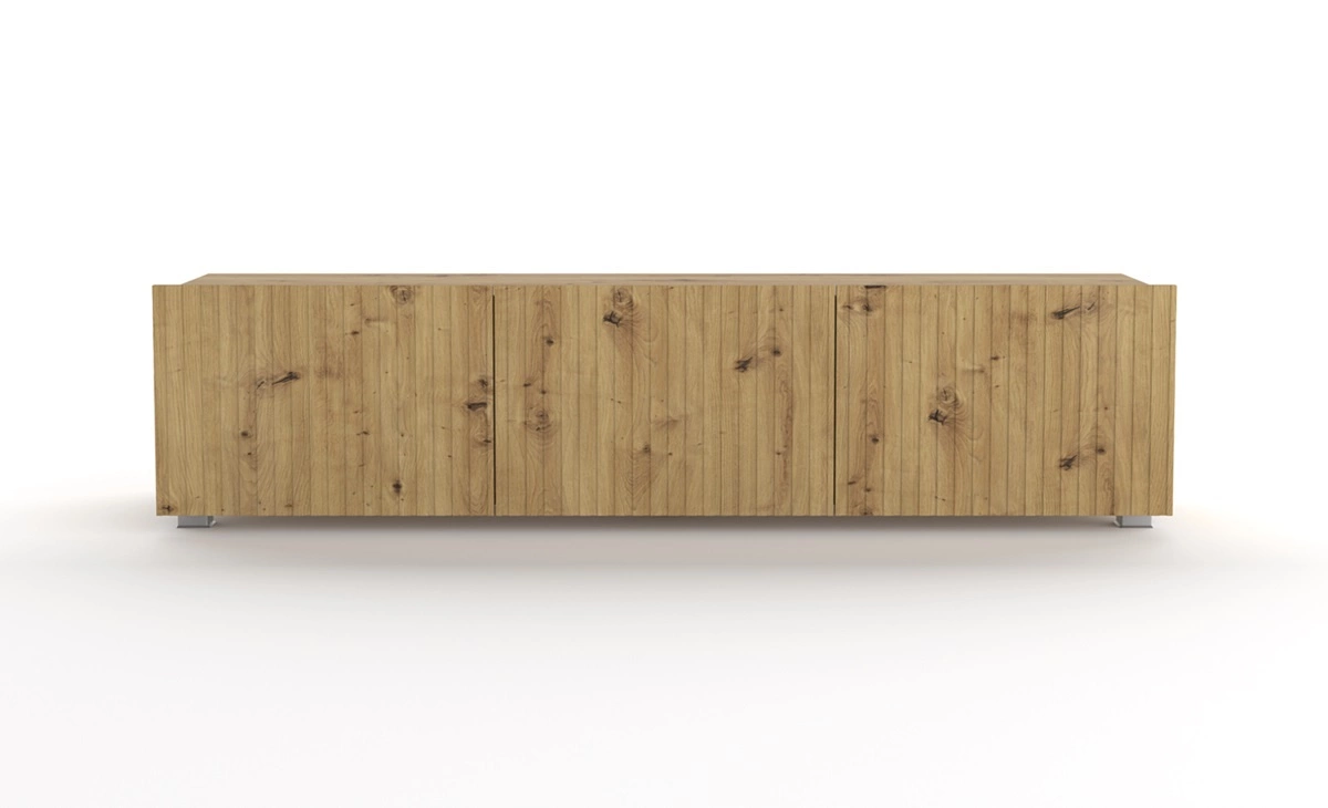 Cold TV cabinet 150 cm, oak color, with hanging option, stylish grooved front, elegant modern style furniture shape - Image 4