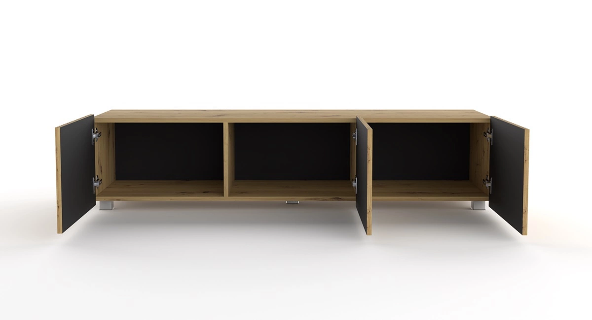 Cold TV cabinet 150 cm, oak color, with hanging option, stylish grooved front, elegant modern style furniture shape - Image 6