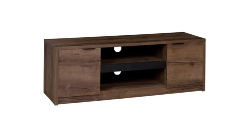 Denver TV stand 135 cm, monastery oak / black glossy, spacious TV stand in classic style, expressive colors