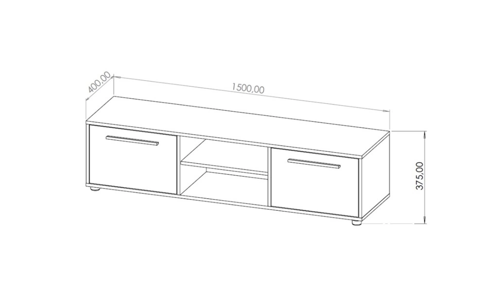Maxione TV cabinet, 150 cm, white, simple construction, TV cabinet with shelf, minimalist and versatile design - Image 2