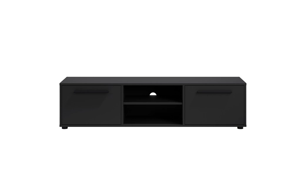 Maxione TV cabinet 150 cm, black, simple construction, minimalist and versatile design, TV cabinet with shelf - Image 3