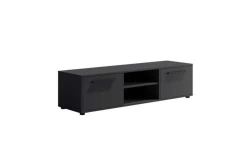 Maxione TV cabinet 150 cm, black, simple construction, minimalist and versatile design, TV cabinet with shelf