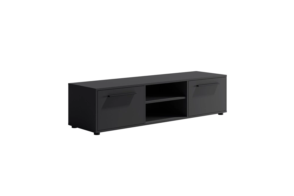 Maxione TV cabinet 150 cm, black, simple construction, minimalist and versatile design, TV cabinet with shelf