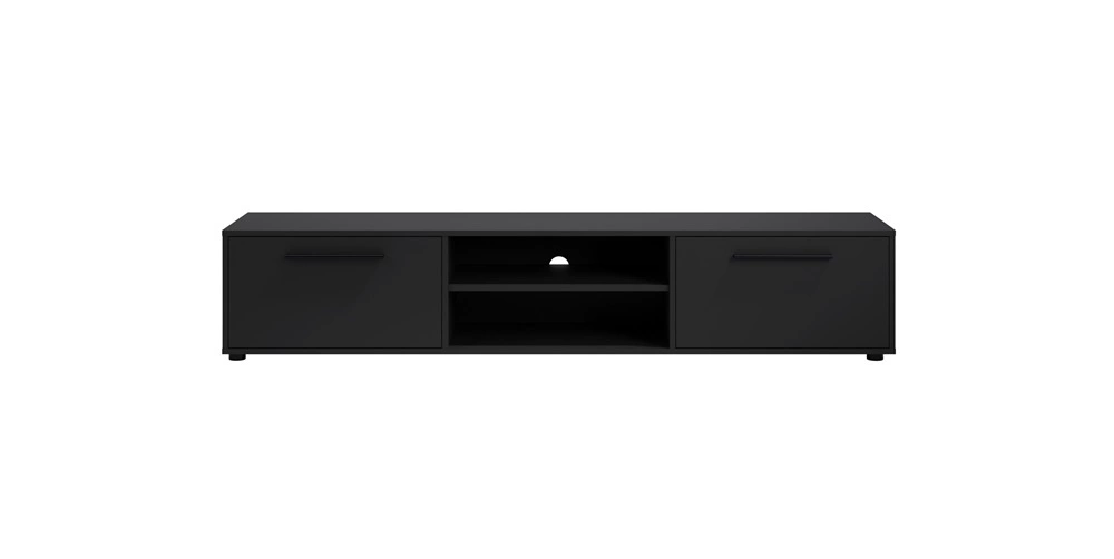 Maxione TV cabinet, 190 cm, black, spacious, classic style, simple design, universal colors - Image 2