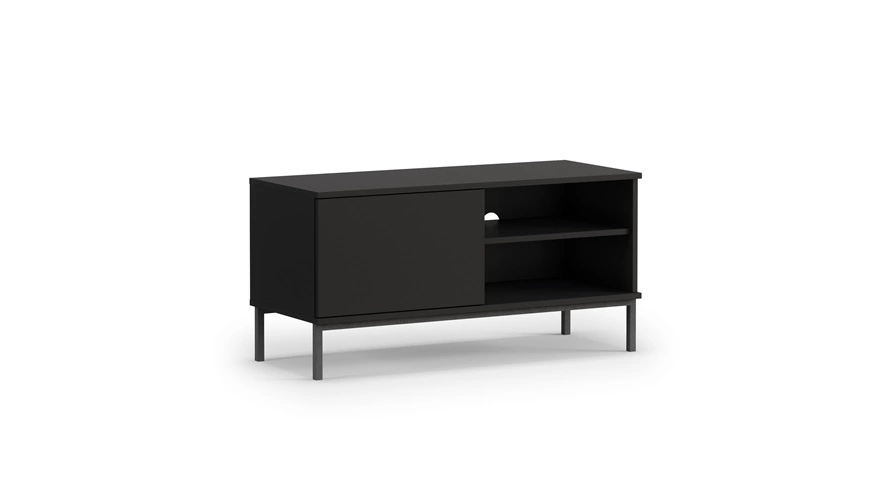 Tutti TV cabinet 100 cm black, simple shape, mounted on a black metal base, elegant style - Image 2