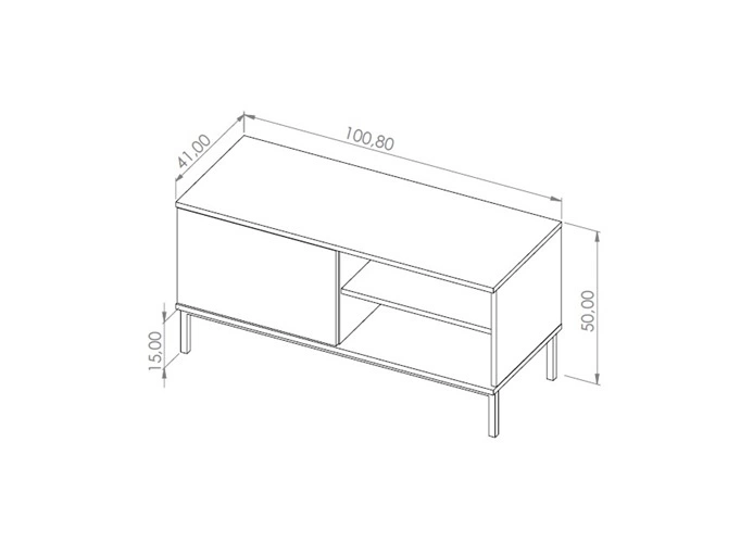 Tutti TV cabinet 100 cm black, simple shape, mounted on a black metal base, elegant style - Image 3