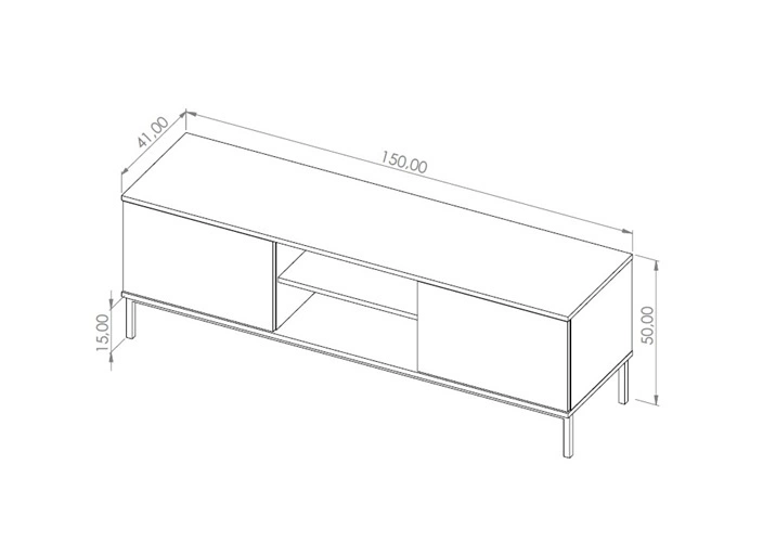 Tutti TV cabinet, 150 cm, black, elegant design, sturdy metal doors, open by pushing - Image 3