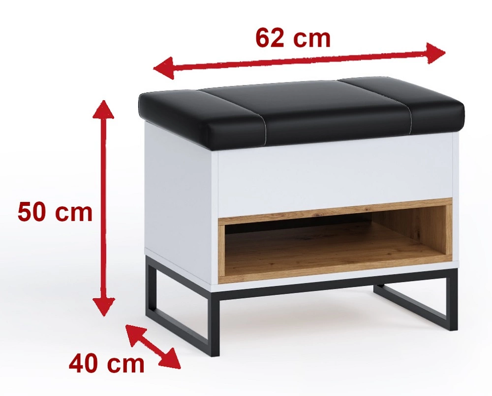 Olier shoe cabinet, oak, soft seat, functional addition to the hallway, stable metal base - Image 2