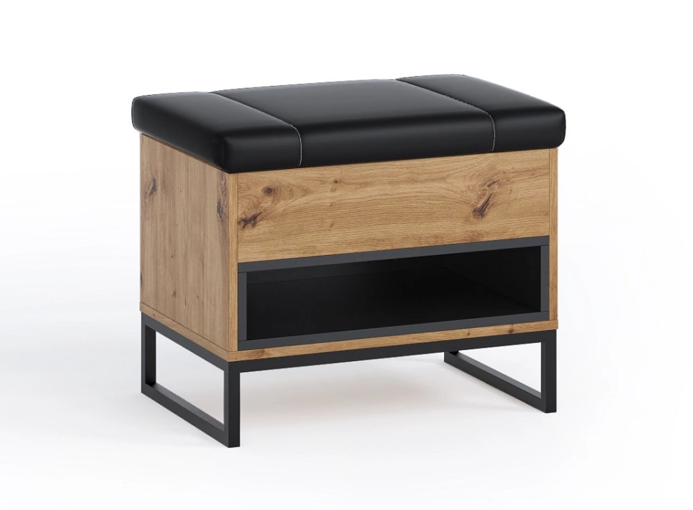 Olier shoe cabinet, oak, soft seat, functional addition to the hallway, stable metal base