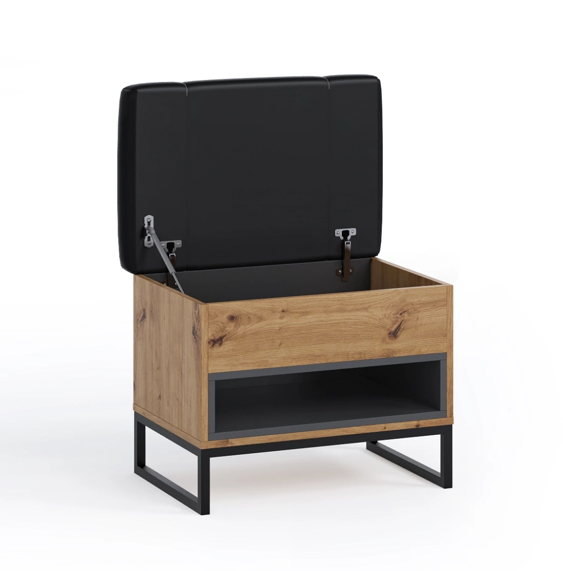 Olier shoe cabinet, oak, soft seat, functional addition to the hallway, stable metal base - Image 3
