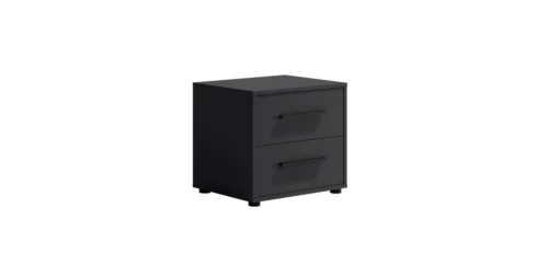 Maxione black bedside table, elegant bedside table with drawers, functional furniture with timeless design