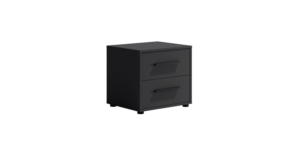 Maxione black bedside table, elegant bedside table with drawers, functional furniture with timeless design