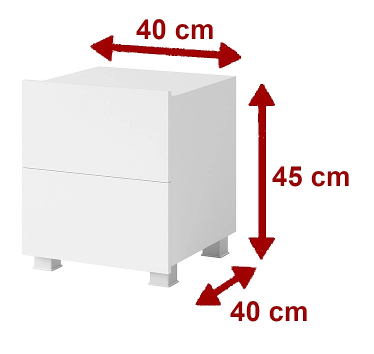 Black glossy CALABRINI bedside table with drawers, can be hung, minimalist design, simple shape, perfect table for the bedroom - Image 3
