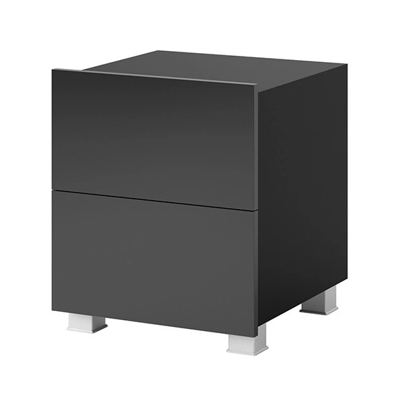 Black glossy CALABRINI bedside table with drawers, can be hung, minimalist design, simple shape, perfect table for the bedroom - Image 4