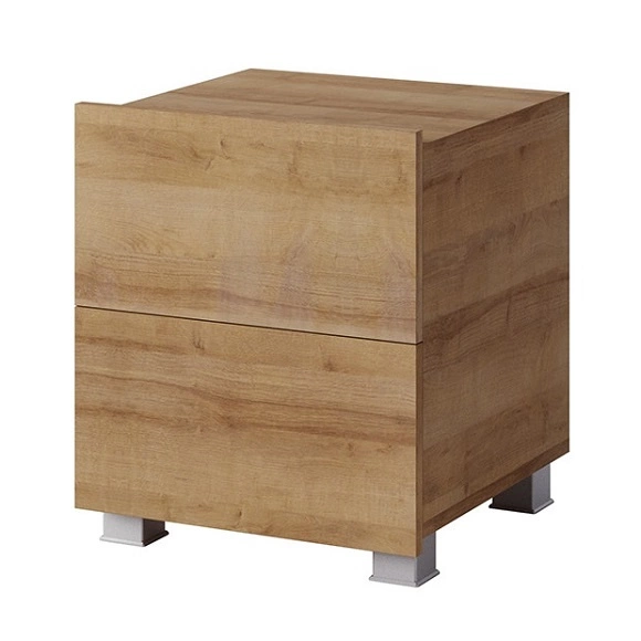 Apulian golden oak bedside table with drawers, with hanging option, minimalist design, simple shape, perfect table for the bedroom - Image 4