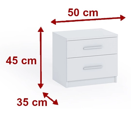 White bedside table with drawers "Rico" - a functional, timeless design piece of furniture, the perfect table for the bedroom - Image 2