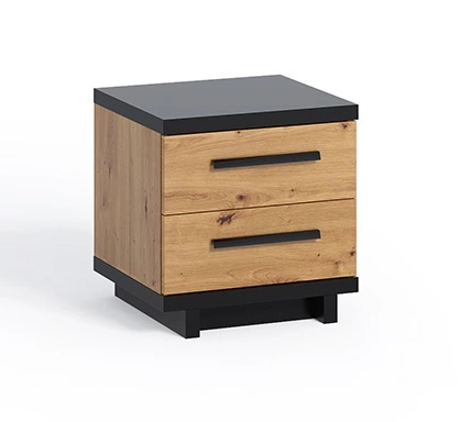Simi GB bedside table with drawers, artistic oak/black, minimalist design, simple shape, perfect table for the bedroom