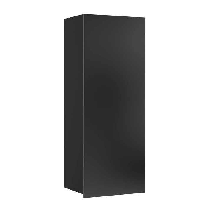 CALABRINI wall cabinet 45 cm, glossy black, minimalist design, stylish showcase for the living room, simple shape, suitable for any interior