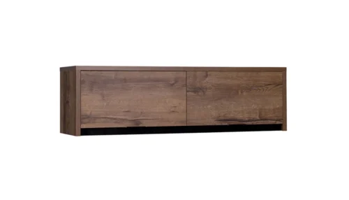 Denver wall cabinet, 120 cm, monastery oak / black gloss, minimalist design, stylish simple furniture shape, ribbed handles