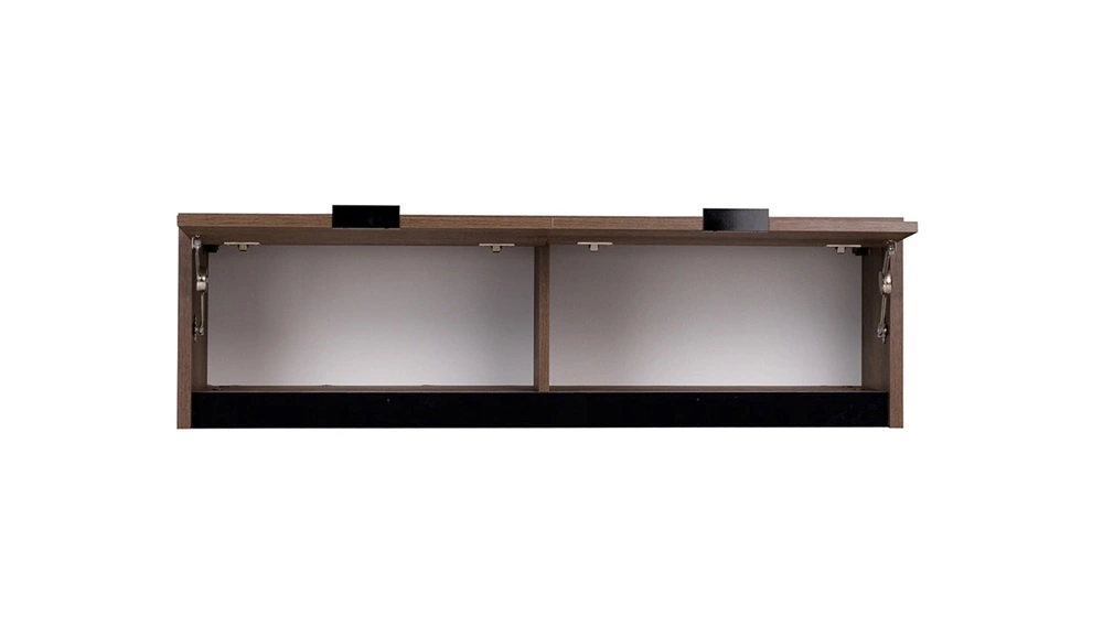 Denver wall cabinet, 120 cm, monastery oak / black gloss, minimalist design, stylish simple furniture shape, ribbed handles - Image 2