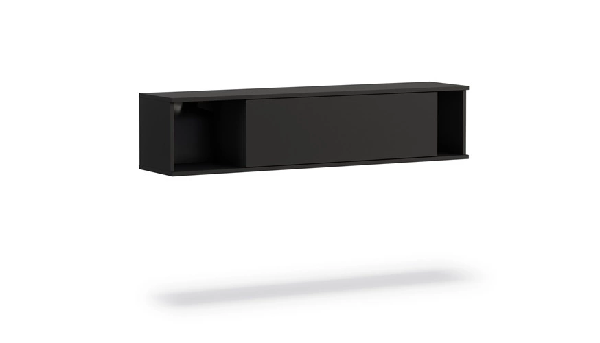 Tutti 135 cm black wall cabinet, minimalist design, stylish, simple furniture shape with a handleless front