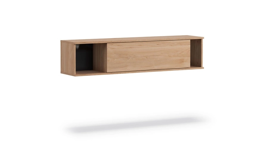 Tutti wall cabinet, 135 cm, hickory oak, minimalist design, stylish simple furniture form with handleless front
